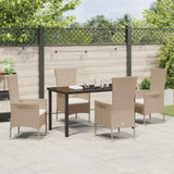 Set da Pranzo per Giardino con cuscino 5 pcs Beige polyrattan