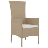 Set da Pranzo per Giardino con cuscino 9 pcs Beige polyrattan