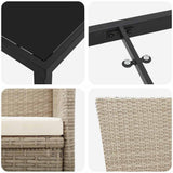 Set da Pranzo per Giardino con cuscino 5 pcs Beige polyrattan