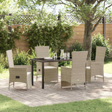 Set da Pranzo per Giardino con cuscino 5 pcs Beige polyrattan