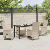 Set da Pranzo per Giardino con cuscino 5 pcs Beige polyrattan
