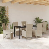 Set da Pranzo per Giardino con cuscino 7 pcs Beige polyrattan