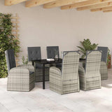 Set da Pranzo per Giardino con cuscino 7 pcs Grigio polyrattan