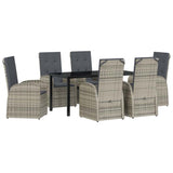 Set da Pranzo per Giardino con cuscino 7 pcs Grigio polyrattan