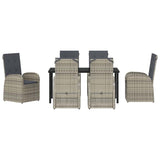 Set da Pranzo per Giardino con cuscino 7 pcs Grigio polyrattan