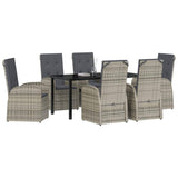 Set da Pranzo per Giardino con cuscino 7 pcs Grigio polyrattan