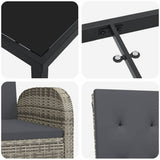 Set da Pranzo per Giardino con cuscino 9 pcs Grigio polyrattan