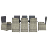 Set da Pranzo per Giardino con cuscino 9 pcs Grigio polyrattan