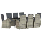 Set da Pranzo per Giardino con cuscino 9 pcs Grigio polyrattan
