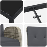 Set da Pranzo per Giardino con cuscino 5 pcs Grigio polyrattan