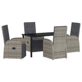 Set da Pranzo per Giardino con cuscino 5 pcs Grigio polyrattan