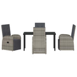 Set da Pranzo per Giardino con cuscino 5 pcs Grigio polyrattan