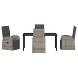 Set da Pranzo per Giardino con cuscino 5 pcs Grigio polyrattan