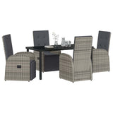Set da Pranzo per Giardino con cuscino 5 pcs Grigio polyrattan