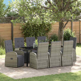 Set da Pranzo per Giardino con cuscino 9 pcs Grigio polyrattan