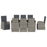 Set da Pranzo per Giardino con cuscino 9 pcs Grigio polyrattan