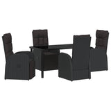 Set da Pranzo per Giardino con cuscino 5 pcs Nero polyrattan