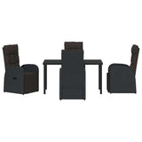 Set da Pranzo per Giardino con cuscino 5 pcs Nero polyrattan