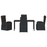 Set da Pranzo per Giardino con cuscino 5 pcs Nero polyrattan