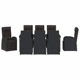 Set da Pranzo per Giardino con cuscino 9 pcs Nero polyrattan