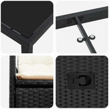 Set da Pranzo per Giardino con cuscino 5 pcs Nero polyrattan