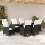 Set da Pranzo per Giardino con cuscino 7 pcs Nero polyrattan