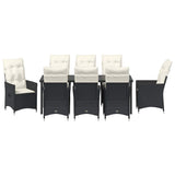 Set da Pranzo per Giardino con cuscino 9 pcs Nero polyrattan
