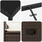Set da Pranzo per Giardino con cuscino 5 pcs Marrone polyrattan