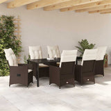 Set da Pranzo per Giardino con cuscino 7 pcs Marrone polyrattan