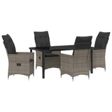 Set da Pranzo per Giardino con cuscino 5 pcs Grigio polyrattan
