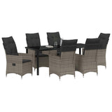 Set da Pranzo per Giardino con cuscino 7 pcs Grigio polyrattan