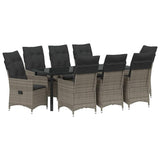 Set da Pranzo per Giardino con cuscino 9 pcs Grigio polyrattan