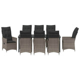 Set da Pranzo per Giardino con cuscino 9 pcs Grigio polyrattan