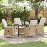 Set da Pranzo per Giardino con cuscino 5 pcs Beige polyrattan
