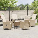 Set da Pranzo per Giardino con cuscino 5 pcs Beige polyrattan