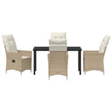 Set da Pranzo per Giardino con cuscino 5 pcs Beige polyrattan