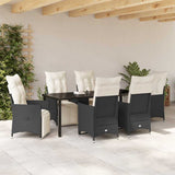 Set da Pranzo per Giardino con cuscino 7 pcs Nero polyrattan