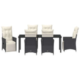Set da Pranzo per Giardino con cuscino 7 pcs Nero polyrattan