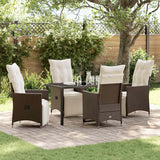 Set da Pranzo per Giardino con cuscino 5 pcs Marrone polyrattan