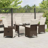 Set da Pranzo per Giardino con cuscino 5 pcs Marrone polyrattan