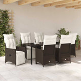 Set da Pranzo per Giardino con cuscino 7 pcs Marrone polyrattan