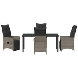 Set da Pranzo per Giardino con cuscino 5 pcs Grigio polyrattan