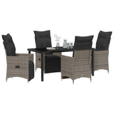 Set da Pranzo per Giardino con cuscino 5 pcs Grigio polyrattan