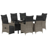 Set da Pranzo per Giardino con cuscino 7 pcs Grigio polyrattan