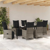 Set da Pranzo per Giardino con cuscino 7 pcs Grigio polyrattan