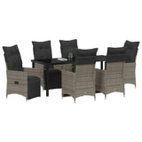 Set da Pranzo per Giardino con cuscino 7 pcs Grigio polyrattan