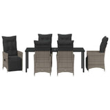 Set da Pranzo per Giardino con cuscino 7 pcs Grigio polyrattan