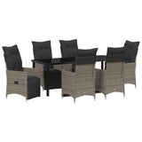 Set da Pranzo per Giardino con cuscino 7 pcs Grigio polyrattan