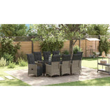 Set da Pranzo per Giardino con cuscino 9 pcs Grigio polyrattan