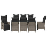Set da Pranzo per Giardino con cuscino 9 pcs Grigio polyrattan